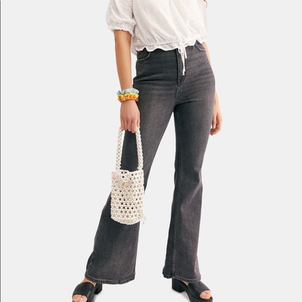 Free People Dark Gray Flare Jeans Worn Once